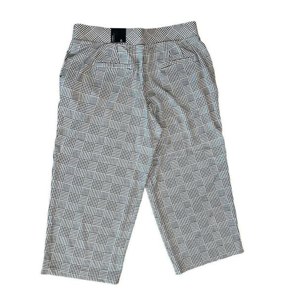 Torrid Size 0 Cropped Dress Pants Houndstooth Black White Pull On Large 12 NWT - Picture 2 of 4